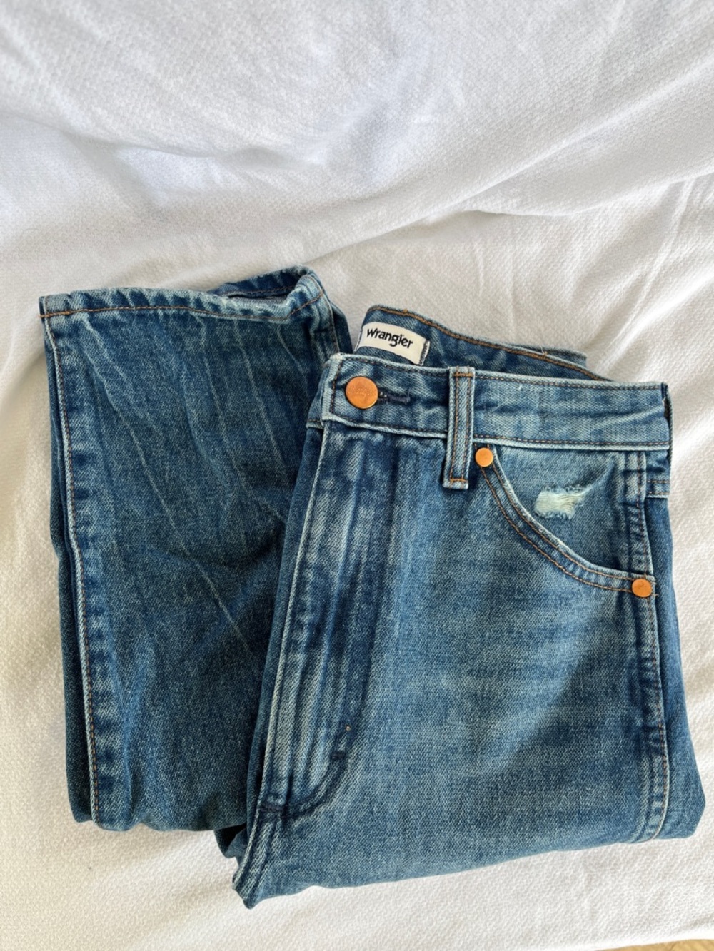 Wrangler Faded Blue Straight-Leg Denim Jeans sz 27